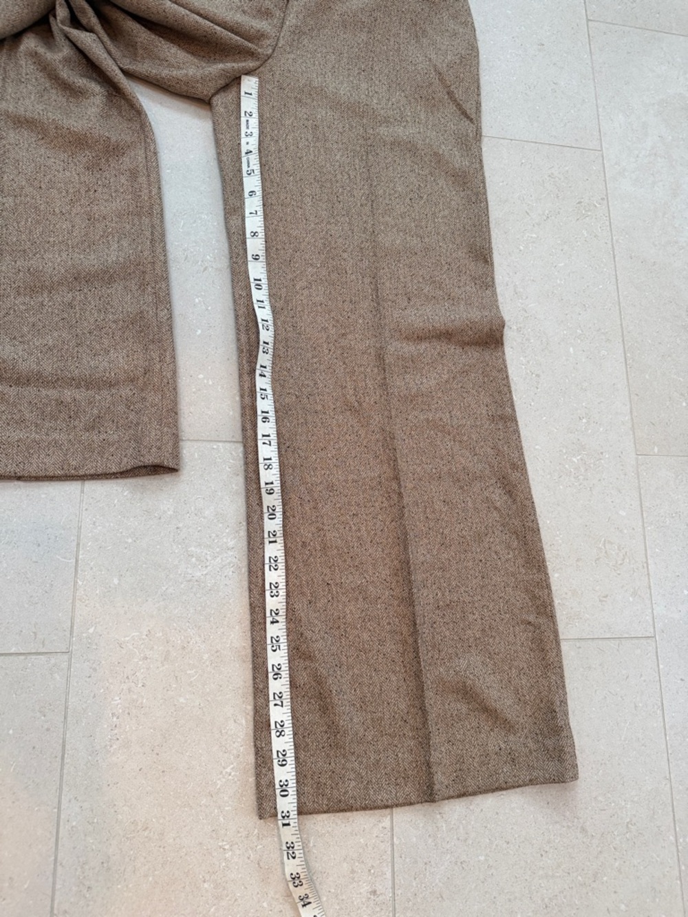 Express Editor Textured Herringbone Mid Rise Wide Leg Pant - Picture 9 of 9